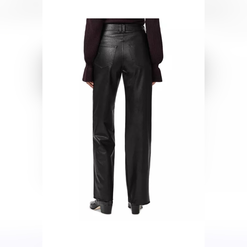 NWT PAIGE Sasha Faux Leather High Rise Wide Leg Jeans in Black Size 28 - Picture 3 of 5